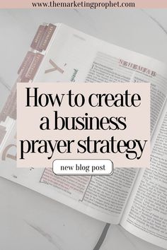 an open book with the title how to create a business prayer