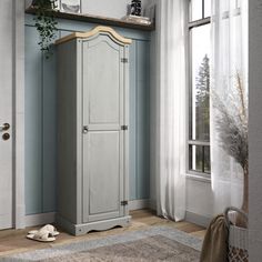 Made of solid pine wood from renewable resources. August Grove® Color: Gray | August Grove® Brannick Armoire 62.67 H x 21.65 W x 16.18 D in / brownWood in Gray | 62.67" H X 21.65" W X 16.18" D | Wayfair Colour Gray, Bedroom Armoire, Exterior Decor, Solid Pine, Bathroom Interior, Interior And Exterior, Armoire, Hallway, Brown And Grey