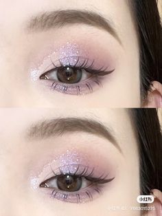 Purple Asian Makeup, Purple Douyin Makeup, Purple Makeup Looks, Concert Makeup, Asian Makeup Looks, Purple Eye Makeup, Makeup Face Charts, Glasses Makeup