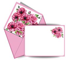 two envelopes with pink flowers on them