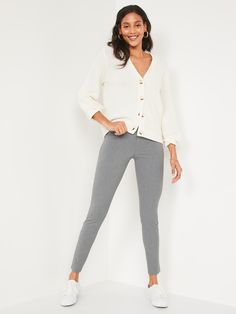 Online exclusive! The Pixie pants you love, now in a more flattering fit & fabric ✨ Contoured high-rise waistband, with concealed hook fastening and built-in belt loops.  Hidden zip fly.  Diagonal side hip pockets, with back faux welt pockets.  Cle Mid-rise Jeggings For Workwear, Fall Mid-rise Leggings With Pockets, Versatile Mid-rise Dress Pants For Fall, Stretch Jeans With Belt Loops For Work, Chic Mid-rise Jeggings For Work, Straight Leg Leggings With Pockets For Fall, Fitted Jeggings With Pockets For Fall, Versatile Mid-rise Bottoms For Business Casual, Versatile Fall Jeggings For Workwear