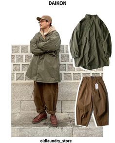 High Fashion Street Style 2023, Post Minimalism Fashion, Amekaji Mens Fashion, Japanese Americana Fashion Men, Green Jacket Outfit, 일본 패션