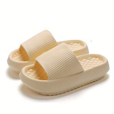 Material:EVAPatterned:Solid colorType:Slip-onAll-season:SummerPrinting Type:No PrintingItem ID:PH59219 Comfortable Slip-on Open Toe Platform Slippers, White Flat Slip-ons For Summer, Casual Closed Toe Eva Slides, Casual Eva Platform Slippers With Textured Footbed, Comfortable Flat Slip-ons For The Beach, Beige Round Toe Platform Slippers For The Beach, Beige Cushioned Platform Slippers For Beach, Non-slip Slip-on Slippers For Spring, Summer Beach Flat Slip-ons