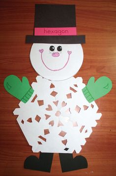 a paper cut out of a snowman wearing a top hat