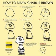 how to draw charlie brown from the peanuts movie with instructions on how to draw it