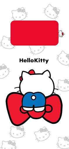 an image of hello kitty on the back of a cell phone with red, white and blue