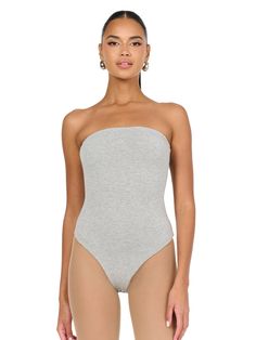 HEATHER GREY|0 Basic Bodysuit, Naked Wardrobe, Pants Cargo, Straight Neckline, Baby Mama, Womens Bodysuit, Denim Pants, Cargo Pants, Jumpsuit Dress