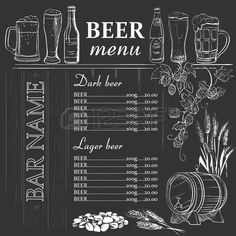 a beer menu on a blackboard