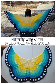 the butterfly wing shawl is made with two different colors