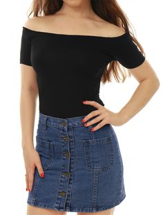 Shop Allegra K for off shoulder short sleeve solid basic sexy slim fit blouse you are looking for, get more women's blouses for yourelf. Order now! Free Returns! Solid Crop Top, Floral Ruffle Top, Trendy Pants, Casual Cap, Fitted Blouses, Hem Style, Off Shoulder Tops, Womens Clothing Sizes, Office Outfits