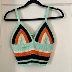 Zara Never Worn Crochet Crop Top. Size L, Fabric: Cotton, Color: Rainbow. Orange Knit Vacation Top, Orange Summer Crochet Top, Orange Knit Top For Vacation, Zara Multicolor Crochet Top For Spring, Fitted Orange Crochet Top For Vacation, Zara Multicolor Crochet Top For Summer, Summer Crochet Orange Tops, Orange Casual Crochet Top, Spring Crochet Orange Tops