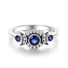 925 Sterling Silver celestial ring featuring crescent moons, designed with white and blue sparkling zircon gemstones. Features: Material: 925 Sterling Silver, ZirconAvailable Sizes US: 6 - 8Collection: Rings Shipping Info: United States / Canada / Australia: 10 - 15 daysEurope: 10 - 15 daysUAE: 17 daysOther Countries: 20 - 40 days Hassle Free Returns: If you are not completely satisfied with your purchase, you can send it back to us for a refund. Celestial Sterling Silver Crystal Ring, Celestial Crystal Ring In Sterling Silver, Sterling Silver Celestial Crystal Ring, Celestial Sterling Silver Sapphire Promise Ring, Silver Moon Shaped Celestial Crystal Ring, Celestial Crystal Ring With Moon Phase, Sterling Silver Crystal Ring With Moon Phase For Promise, Celestial Silver Crescent Crystal Ring, Celestial Sapphire Sterling Silver Rings