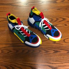 Super Fun, Cute And Unique Pair Of Sneakers. Unfortunately I Never Got To Wear Them Because For Some Reason A Ordered The Shoes Two Sizes Too Big Kind Of Looks Like Lego Shoes Haha. Has Colors Black, Blue, Green, Red, Yellow, And White. Modern Multicolor Low-top Custom Sneakers, Modern Multicolor Custom Sneakers For Sports, Multicolor Sporty Custom Sneakers For Sports, Multicolor Custom Sporty Sneakers For Sports, Casual Multicolor Custom Sneakers With Round Toe, Casual Multicolor Sneakers With Contrast Sole, Sporty Multicolor Custom Sneakers For Sports, Casual Multicolor High-top Custom Sneakers, Bold Multicolor Sneakers For Sports