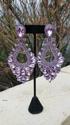 Purple lavender earrings Elegant Lavender Earrings For Party, Purple Drop Crystal Earrings For Evening, Purple Crystal Drop Earrings For Evening, Elegant Lavender Crystal Earrings For Party, Elegant Purple Crystal Earrings For Evening, Lavender Drop Earrings For Party, Purple Party Jewelry, Purple Drop Earrings For Party, Glamorous Purple Drop Earrings