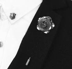 Excited to share this item from my #etsy shop: Silver Lapel Pin, Enamel Pin, Wedding Lapel Pin Flower, Groomsmen Wedding Boutonniere Lapel Pin #enamelpin #broochpin #lapelpins #silvermetallapel #silverlapelpin Black Rose Flower, Pin Man, Groomsmen Wedding, Lapel Pins Mens