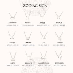 zodiac signs and their meaningss on a white background