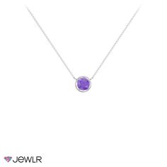 Simple and elegant, our bezel-set gemstone pendant adds a little sparkle to your everyday. This beautiful necklace features your choice of a 3mm, 4mm, or 5mm round simulated or genuine gemstone. Available in a variety of lengths, customize this necklace in sterling silver, white, yellow, or rose gold. Classic Round Birthstone Necklace, Classic Birthstone Necklace, Classic Round Cut Birthstone Necklace, Silver Solitaire Necklace With Round Birthstone, Bezel Set Birthstone Necklace For Anniversary, Classic Solitaire Necklace With Round Birthstone, Classic Birthstone Necklace With Round Bezel Setting, Silver Birthstone Necklace With Bezel Setting, Bezel Set Round Stone Birthstone Necklace