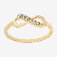 Ring Style: Bands, Stackable Rings, Delicate RingsFeatures: Nickel Free, In A Gift BoxShape: InfinityStone Cut: RoundStone Millimeter Measurement: 1.2 Mm Width, 1.2 Mm LengthMetal Color: Gold ToneBand Width: Care: Wipe CleanStone Type: 6 Cubic ZirconiaMetal: 14k Gold Over BrassCountry of Origin: Imported Adjustable Infinity Ring For Formal Occasions, Fine Jewelry Infinity Diamond Ring As Gift, Cubic Zirconia Infinity Diamond Ring As Gift, Infinity Cubic Zirconia Diamond Ring As Gift, 14k Gold Infinity Diamond Ring Gift, Infinity Shaped 14k Gold Diamond Ring Gift, Gold Infinity Ring As Gift, Cubic Zirconia Infinity Rings As Gift, Infinity Cubic Zirconia Rings As Gift