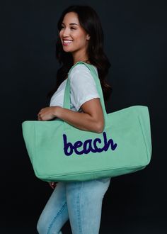 You'll be ready for the beach with this new bag! Our new colorful tote collection will have you vacation ready! Casual Green Travel Bag For Daily Use, Trendy Green Canvas Beach Bag, Green Tote Bag For Travel, Green Tote Shoulder Bag For Weekend, Trendy Green Shoulder Bag For Weekend, Casual Green Bags For Vacation, Casual Green Shoulder Bag For Vacation, Casual Green Canvas Bag For Weekend, Summer Weekend Tote Canvas Bag