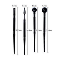 three different types of black and white canes with measurements for each one, including the length