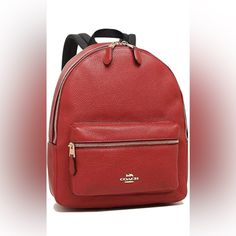 Authentic Coach Medium Charlie Backpack Nwot - Ruby Red Refined Pebble Leather Inside Zip Pocket Zip Closure, Fabric Lining Top Handle With 2" Drop Outside Zip Pocket Adjustable Shoulder Straps 10 3/4" (L) 12 1/2" (H) 4" (W) Please Let Me Know If You Have Any Questions. Offers Welcome & Encouraged Thank You For Looking! Happy Poshing! Classic Coach Leather Backpack With Zipper Closure, Classic Coach Leather Backpack With Zipper, Classic Red Backpack For Daily Use, Classic Red Leather Everyday Backpack, Classic Red Leather Backpack For Everyday, Luxury Red Leather Backpack, Luxury Red Backpack, Luxury Red Leather Standard Backpack, Classic Red Leather Backpack