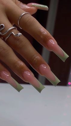 Jade Green French Tip Acrylic Nails, Clear Nails With French Tips, Long Nails For Black Women, Long Acrylic Nails Grunge, Nut Acrylic Nails, Black Women French Tip Nails, Long Coffin French Nails, Medium Square Nails Designs Spring, Square Nails Ideas French Tip