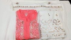 FashionVibes Salwar Suit Pink and White Georgette Chikankari Sharara Suit Colour Combination