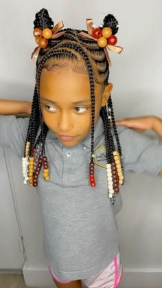 Pre K Graduation Hairstyles Black, Girls Braided Hairstyles Kids, Braids And Beads, Toddler Braids, Kids Braids