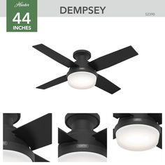 an image of a ceiling fan with three lights on it and four different angles to choose from