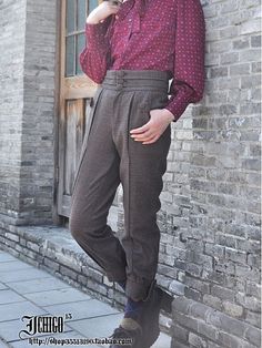 Workwear Pants With Elastic Waistband And Cuffed Ankles, Casual Winter Pants With Buttons, Casual Winter Bottoms With Button Closure, Fall Bottoms With Pull-on Style And Tapered Leg, Fall Retro High-waisted Pants, Retro High-waisted Pants For Fall, Fitted Ankle-length Pants With Button Cuffs, Fitted Winter Pants With Buttons, Fitted Pants With Buttons For Winter