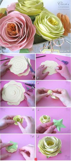 an image of how to make paper flowers in photoshopped and then put together