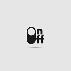 a black and white logo with the word on off written in bold, rounded font