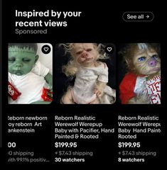 an ad with three creepy dolls in it