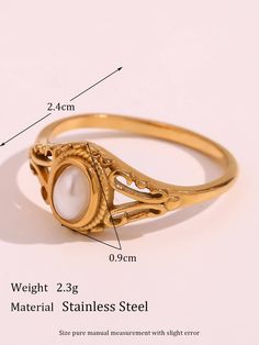 Amy Fashion - Faux Pearl Decor Ring Trendy Adjustable Pearl Ring, Classic Metal Midi Rings, Vintage Metal Midi Rings, Pearl Decor, Faux Pearl, Women Rings, Stainless Steel, Ring, Color