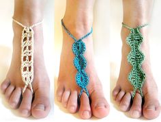 Barefoot Sandal Set - PDF Crochet Pattern - Instant Download Crochet Sandals For Beach, Bohemian Crochet Sandals For Summer, Casual Crochet Sandals For Summer, Summer Crochet Sandals For The Beach, Bohemian Crochet Beach Sandals, Bohemian Crochet Sandals For Beach, Crochet Open Toe Beach Sandals, Crochet Open Toe Sandals For Beach, Adjustable Casual Barefoot Sandals For Beach