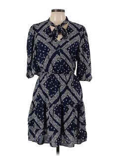 NANETTE Nanette Lepore Casual Dress Size: 10 Blue Dresses - used. 100% POLYESTER, Shirtdress, Collared, Argyle, Short, 3/4 Sleeve | NANETTE Nanette Lepore Casual Dress - Shirtdress: Blue Argyle Dresses - Used - Size 10 Blue Casual Dress, Blue Dress Casual, Nanette Lepore, Shirtdress, Casual Dresses For Women, Blue Dresses, Casual Dress, Casual Dresses, Women Handbags