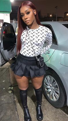 Leather Skirt Outfit Black Women, When God Is Silent, Bday Fits, Ayra Starr, Rok Outfit, Leather Skirt Outfit, Cute Birthday Outfits, Fits Inspo, Nice Clothes