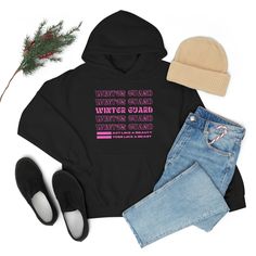 It is winter guard season.  It is such a hectic time with practice and competitions.  Winter Color Guard Season Hoodie| Color Guard team sweatshirt| ColorGuard mom | Marching Band tee | Band mom | Guard Girl | Winter Guard Check out our other items: https://www.etsy.com/shop/PoshPandaArt How to wash your shirt: Your shirts can be machine-washed cold, inside-out on a gentle cycle with a mild detergent and like colors. Use non-chlorine bleach only when necessary. You shouldn't use any fabric softeners or dry-clean the items. Please tumble-dry on a low cycle, but hang-dry works best. When it comes to ironing, use cool iron inside-out. Don't iron the print. Follow these instructions carefully to avoid fading and cracking of the print, and shrinking the garment that can occur if you wash or dry Winter Sports Logo Print Hoodie, Sporty Fan Merchandise Winter Sweatshirt, Sporty Winter Fan Merchandise Sweatshirt, Winter Sports Fan Apparel Sweatshirt, Black Team Name Sweatshirt For Winter, Winter Sports Event Hoodie With Branding, Branded Hoodie For Sports Events In Winter, Winter Fan Apparel Hoodie With Logo Print, Winter Fan Merchandise Hoodie With Logo