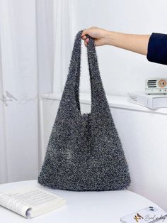 Bird in Bag - Exquisite Womens Crocheted Tote Bag - A Reflection of Elegance and Style Elegant Gray Pouch Bag, Gray Satchel Bag For Evening, Gray Rectangular Shoulder Bag For Evening, Handheld Hobo Bag With Large Capacity For Parties, Large Capacity Handheld Hobo Bag For Parties, Large Capacity Tote Evening Bag For Party, Trendy Gray Evening Shoulder Bag, Gray Evening Shoulder Bag, Gray Rectangular Evening Bag