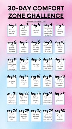 Thing To Do To Improve Yourself, 30 Days Of New Things To Try, How To Step Out Of Comfort Zone, Self Challenge Ideas, 30 Days Glow Up Challenge Face, How To Get Out From Comfort Zone, Steps To Improve Your Life, Life Changing Challenges, 21 Day Self Love Challenge