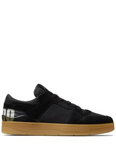 black/honey brown calf leather/lambskin panelled design logo print to the rear logo patch at the tongue round toe front lace-up fastening branded insole flat rubber sole Black Honey, Honey Brown, Design Logo, Mens Shoes Sneakers, Sneakers Black, Logo Print, Low Top, Jimmy Choo, Patch Logo