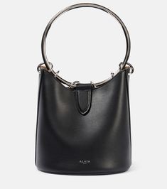 Ring Medium leather bucket bag in black - Alaia | Mytheresa Alaia Bag, Leather Bucket Bag, Leather Bucket, Zip Pouch, Leather Pouch, Medium Bags, White Bag, Ring Shopping, Top Handle