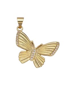 Add a touch of whimsy to your jewelry collection with our Butterfly Charm. Crafted in stunning gold, this playful accessory will add a touch of magic to any outfit. Flutter into style with this unique and eye-catching charm. Luxury Gold Jewelry With Butterfly Charm, Luxury Gold Earrings With Butterfly Charm, Elegant Butterfly Charms Jewelry, Gold-plated Jewelry With Butterfly Charm, Gold Plated Butterfly Necklace With Charm, Gold Pendant Jewelry With Butterfly Charm, Dainty Gold-plated Butterfly Jewelry, Dainty Gold Plated Butterfly Jewelry, Whimsical Gold Metal Necklace