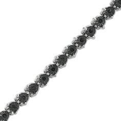 Classic Round Black Diamond Bracelet, Formal Tennis Bracelet With Black Diamonds, Black Diamond Round Bracelet, Classic Black Diamond Tennis Bracelet, Classic Tennis Bracelet With Black Diamonds For Formal Occasions, Elegant Black Tennis Bracelet For Anniversary, Classic Black Diamond Bracelet, Classic White Gold Bracelets With Black Diamonds, Classic White Gold Diamond Bracelet With Black Diamonds