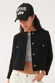 ba&sh JACKET MEREDITH [ProductVariationAttributeValue id=1259973906] Skirt And Sneakers, Urban Looks, Slip Skirt, French Girl, Short Jacket, High Waisted Trousers, Wool Jacket, Crop Jacket, Tank Shirt