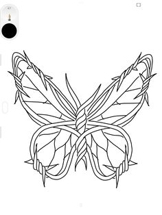 the outline of a butterfly is shown in black and white