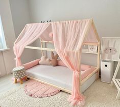 Canopy Pink for Girls, Montessori Canopy, Tulle Curtains for Bed, Canopy for House Bed, Canopy Children's Bed,house Bed Canopy, Tulle Canopy - Etsy House Bed Canopy Toddler, Montessori Bedroom Girl, Diy Toddler House Bed, Toddler Bed Canopy, Curtains For Bed, House Bed Canopy, Canopy Pink, Girls Pink Bedding, Tulle Canopy