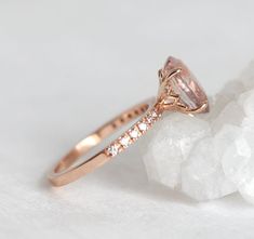 Blush Sapphire Ring 18k Rose Gold Oval Champagne Peach | Etsy Oval Pink Sapphire Ring In Rose Gold, Oval Pink Sapphire Diamond Ring With Accents, Pink Gold Oval Sapphire Ring, Blush Diamond Ring With Center Stone, Pink Blush Saphire Engagement Ring, Peach Champagne Sapphire, Peach Sapphire Rings, Peach Sapphire Engagement Ring, White Gold Sapphire Ring