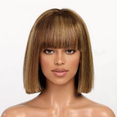 PRICES MAY VARY. 【Realistic Scalp】 Minimalist undetectable lace on top, more lightweight and comfortable than other wig caps! 【Yaki Straight Texture】 100% yaki straight human hair wigs with bangs, which match the rhythm of natural hair, looking more full and native! 【Convenient Bob Wigs 】 A 4/27 human hair short Highlight Ombre wig with bangs is relatively easy to upkeep and only needs a few minor touch-ups daily, easier and quicker. 【Circumference】 Average 22.5 inches' cap size, with combs insi Ombre Bob Wig, Straight Bob Wig, Bob Wig With Bangs, Ombre Bob, Ombre Wig, Straight Bob, Wig Caps, Ombre Wigs, Wig With Bangs