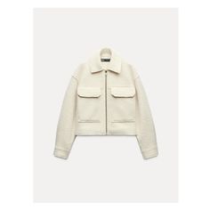 Jacket with lapel collar and long sleeves. Front patch pockets with flaps. Front zip closure. Collared Jacket, Zara Coat, Waistcoat Dress, Cargo Shirts, Boucle Jacket, Trench Jacket, Cardigan Shirt, Cardigan Sweater Dress, Hoodie Top